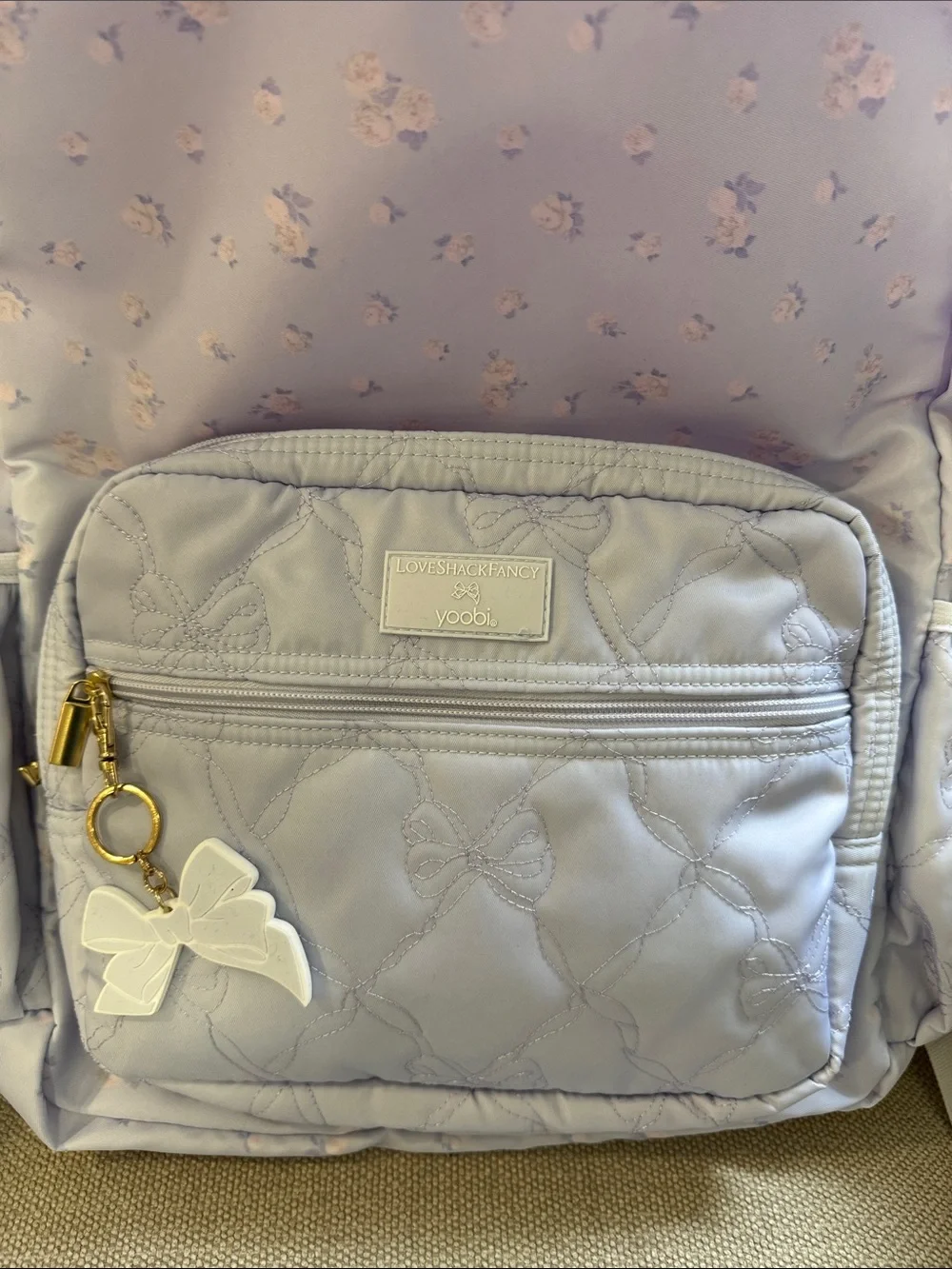 LOVE SHACK FANCY x yoobi x Target Quilted Bow Backpack - Lavender Floral
